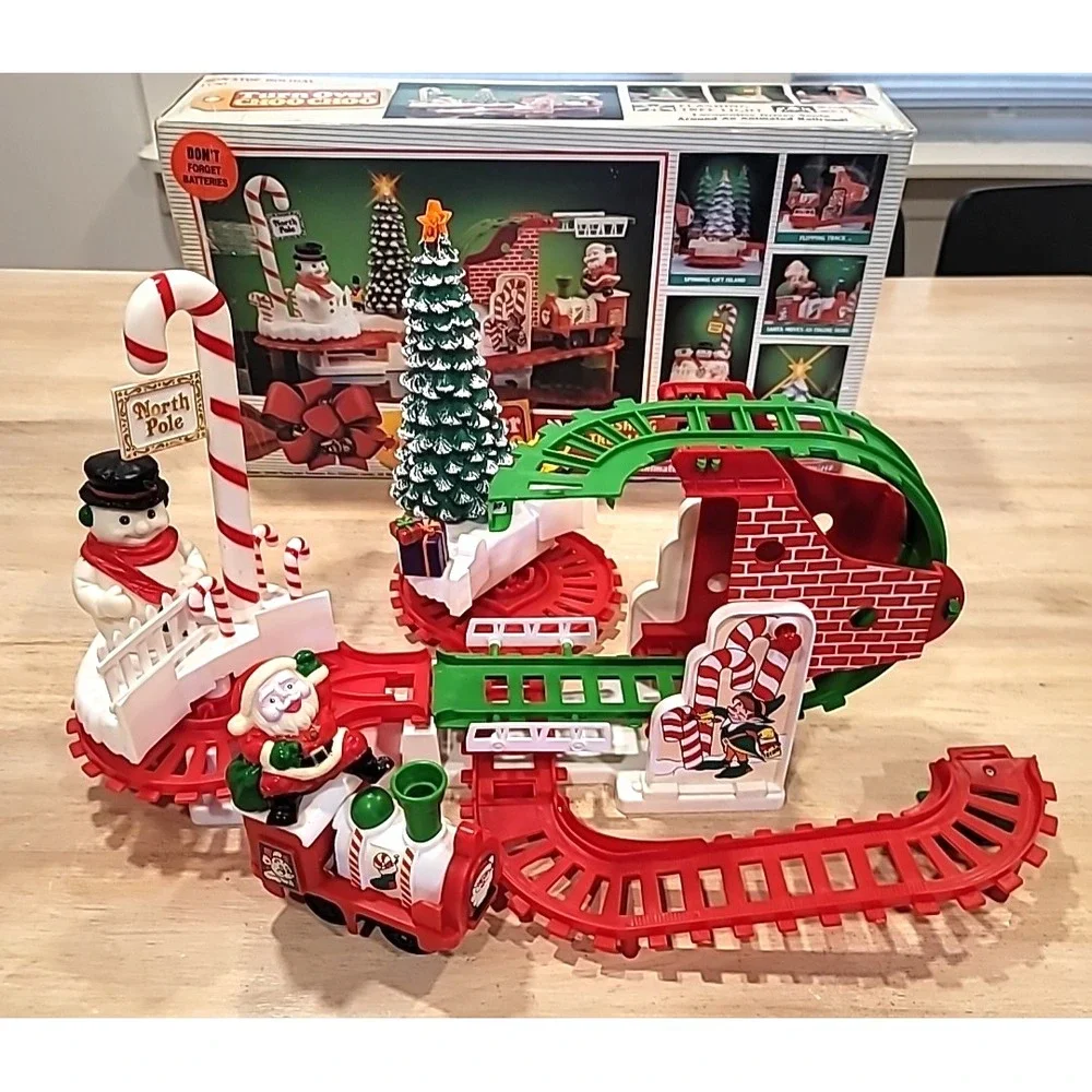 Vintage Turn Over Choo Choo Santa Christmas Train-1991 New Bright Toys